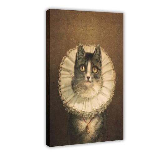 Impression sur toile vintage chat victorien WCYB Kitsch decoration pour bureau 20cm
