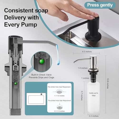 Image of Kitchen Faucets with Pull Down Sprayer and Soap Dispenser, Matte Black Stainless Steel Single Pull Out Spring Sink Faucet, 3 Function Sprayer 1 or 3 Hole Deck Plate for Farmhouse Rv Bar