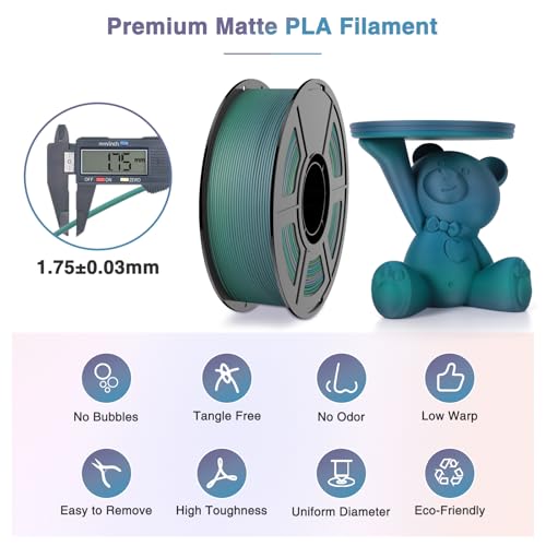 Image of Matte Rainbow PLA 3D Printer Filament, Multicolor Gradient PLA 1.75mm, High Precision & Fast Color Change 3D Printing Filament, 1kg Spool Mystic Haze, Fits for Most FDM 3D Printers