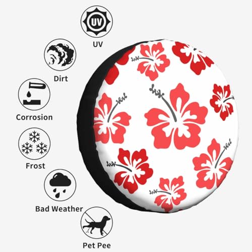 Image of Pretty Hibiscus Spare Tire Cover Red Hawaiian Flower Aloha Blossom Funky Wheel Covers for RV Tires Camper Tire Case Protectors for Trailer Rv SUV Truck Travel Trailer 15 in