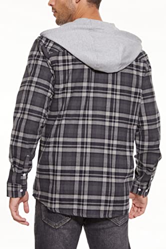 Tacvasen Men's Fashion Hoodies Shirts Casual Flannel Lightweight Cotton Jackets Black Grey M #TOP3