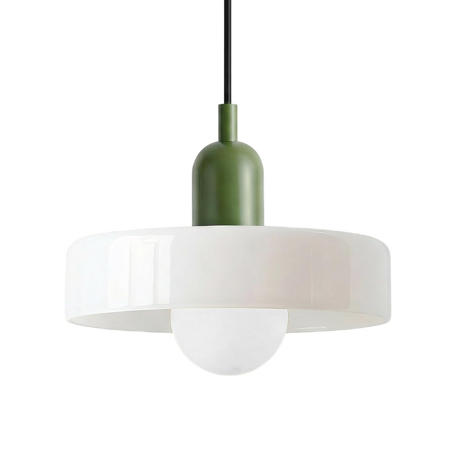 HJXDtech Pendelleuchte Esstisch, E27 Hängelampe aus Glas in Weiß ⌀25cm, Pendellampe für Küchen Esszimmer Wohnzimmer & Schlafzimmer, Hängende Deckenlampe, Mid-Century Modern Stil