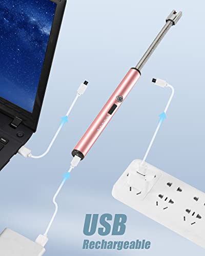 Nesapto Candle Lighter, Upgraded Electric Lighter Rechargeable Usb Lighter With Led Battery Indicator Safety Switch, Flexible Long Neck Lighters For Candles Bbqs Gas Stoves #TOP2
