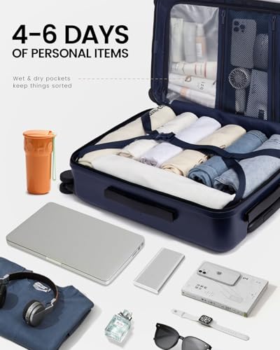 LOVEVOOK Carry on Luggage, PC Hard Shell Suitcases with wheels, 20-Inch Carry On Luggage with USB Port, Lightweight 6.9lb, Fits 15.6", 45L Capacity for Travel & Business（1PC）3