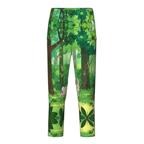 Pajama Pants Pajama Bottoms with Elastic Waistband Sleepwear Lounge Pants, Cute Animal Rabbit Forest