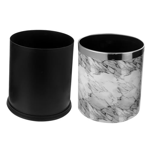 BUGUUYO Garbage Bin Kitchen Marble Pattern Trash Can Plastic Waste Paper Basket Office Garbage Can Imitation Marble Waste Bin