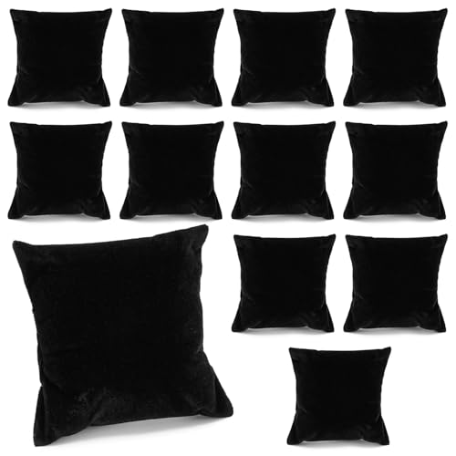 Juvale 12 Pack Velvet Bracelet Cushion Pillows for Watches and Bangles, Jewelry Display for Selling, Black (3 x 3 in) - Bracelet Holder