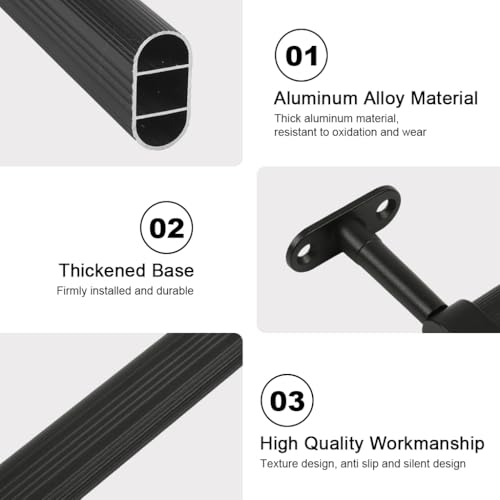 Image of HASTHIP Wardrobe Hanger Rod - 30cm Adjustable Heavy Duty Aluminum Closet Rod Wardrobe Rods for Hanging Clothes Adjustable Spacing Design, with Pre-punched Mounting Plates & Screws