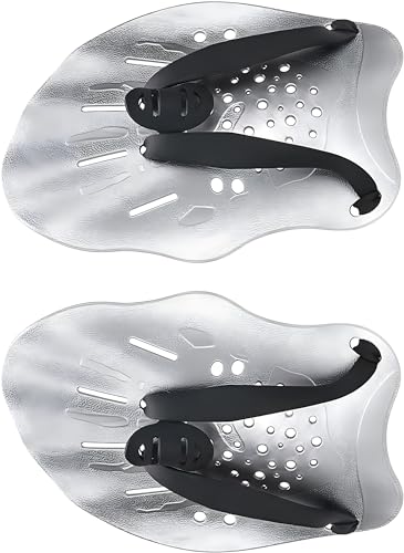 Swim Paddles Hand, Swim Training Hand Paddles with Adjustable Straps, Swimming Hand Paddles for Women and Men