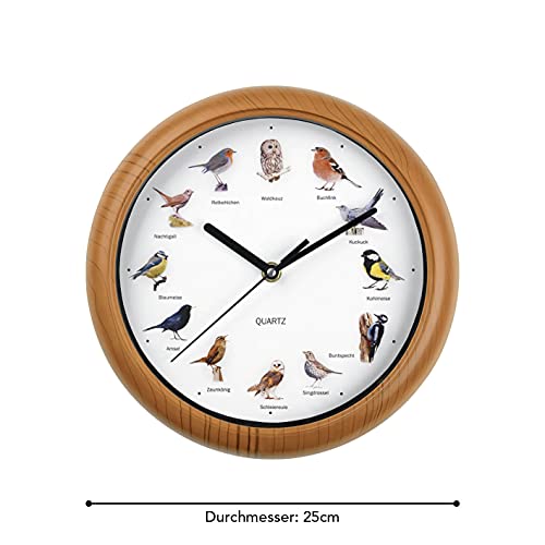 Vogeluhr Maxxmee mit Vogelstimmen für die Wand