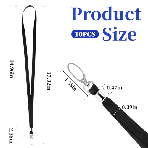 Alrhso 10 Stücke Schlüsselbänder Umhänge Schlüssel Umhang Nylon Lanyard Schlüsselband Umhängeband Mit Drehbarem Metallclip, Schlüsselanhänger Band für Schlüssel, Ausweise