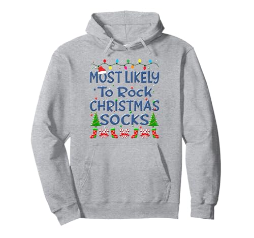 Christmas Most Likely To Rock Christmas Socks Familia Niños Sudadera con Capucha