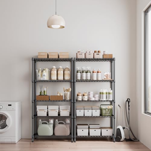 Image of M MZG 1250 lbs 5 Tier Shelf Metal Storage Shelves Shelving Wire Rack Heavy Duty Closet Organizers for Garage Kitchen Bathroom Laundry Black 15.7 inch D x 33.5 inch W x 68.5 inch H