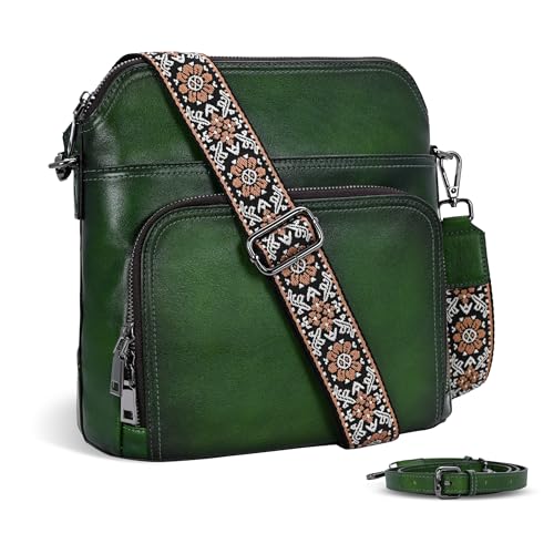 Image of Iswee Leather Crossbody Bags for Women Multi Pockets Medium Shoulder Bag Lightweight Functional Travel Purse