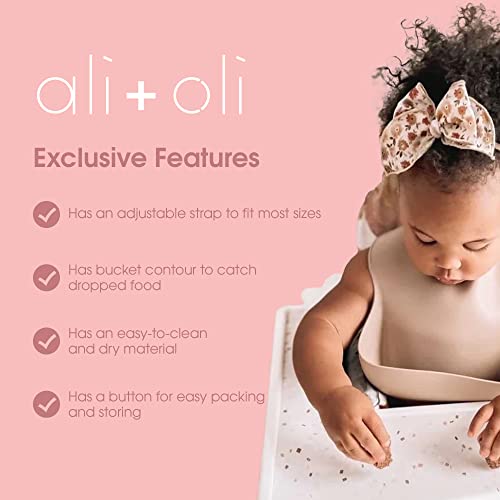 Ali+Oli Silicone Bib Waterproof Silicone Bibs for Babies & Toddlers Adjustable Feeding Bibs with Food Catcher Feeding Bucket4