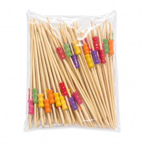 Image of Somani Decorative Bamboo Cocktail Picks Colour Barrel Assorted | Barrel Topper Fancy Food Picks for Appetizers, Drinks & Garnish | Cafe, Lounge, Bakery, Catering & Home Entertaining | Pack of 100