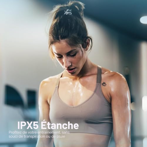 LOBKIN Casque Conduction Osseuse, Étanche IPX5 Écouteurs à Conduction Osseuse Oreille Ouverte Bluetooth 5.4, Casque Osseux sans Fil pour Fitness Cyclisme Course à Pied, 10 Heures d'Autonomie – vue 4