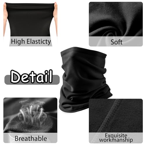 2 Pack Winter Neck Gaiter for Men & Women, Windproof Fleece Face Mask, Cold Weather Breathable Balaclava Scarf for Skiing, Running, Cycling, Hiking, Outdoor Sports2