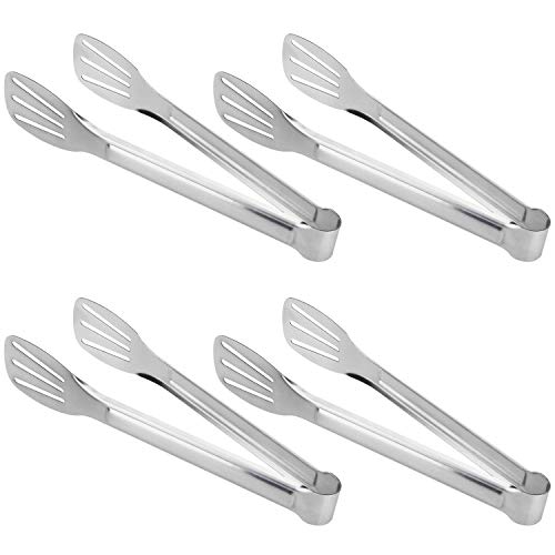 4Pcs 9-Inch Cooking Tongs 304 Stainless Steel Kitchen Tongs Easy to clean and store Great for cooking grilling Barbecue and frying openwork design heat resistant multiple uses