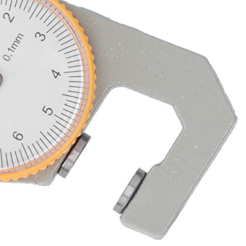 Thickn Gauge Tester Dial Flat Head Vegetable Tanned Leather DIY Measu Tool0-20mm Gauge mecánico de medición de espesor 0-10 mm con dial blanco de acero resistente miniatura 2