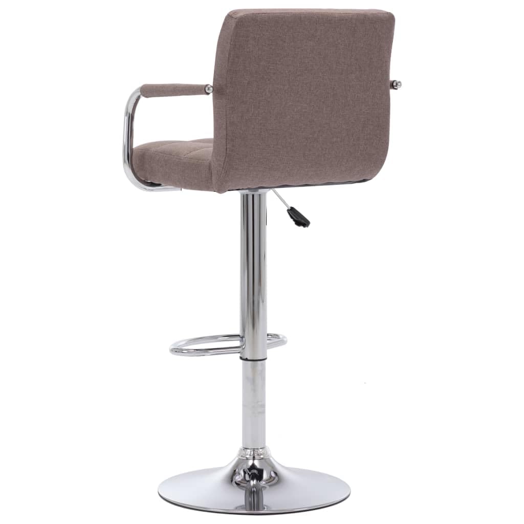 Taburete de bar de tela topo, moderno taburete regulable en altura con resorte de gas, silla de bar giratoria 360° con marco de acero cromado, reposapiés y acolchado para el mostrador de la