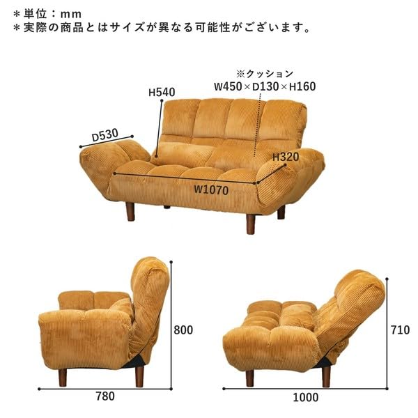 Amazon｜シンプルなデザインで使い易い2人掛けソファー＜ファクトIII