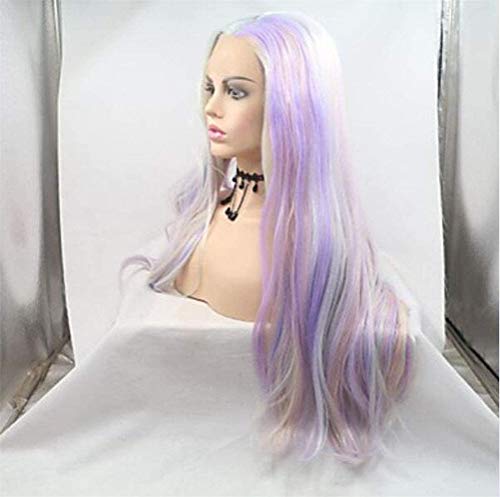 Perruque synthétique lace front violette à effet mat et sans brillance - 3