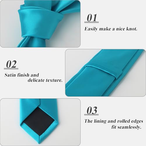 Image of Landisun Black Tie Men Women Solid Skinny Ties Slim Ties Satin Tie