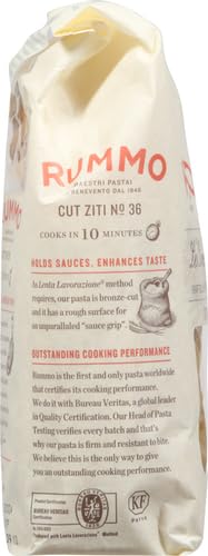 Image of Rummo Cut Ziti Pasta N.36 - Ziti Pasta Noodles, Durum Wheat Pasta, Baked Ziti, Tube Pasta, Dry Italian Pasta, 16 Ounce (Pack of 12)