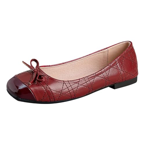 Women's Bow Ballet Flats for Casual, Comfortable Low Heel Closed Cap Toe Slip On Shoes for Party Wedding Vacation