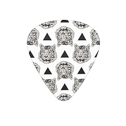 Lot de 12 médiators de guitare en forme de tête de tigre, géométriques, blancs, noirs pour guitare électrique, basse, acoustique, cadeau pour les amateurs de guitare avec boîte - Les Beatles, Paul McCartney, John Lennon, RIngo Starr, George Harrison
