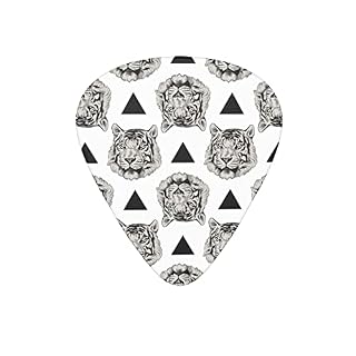 Lot de 12 médiators de guitare en forme de tête de tigre, géométriques, blancs, noirs pour guitare électrique, basse, acoustique, cadeau pour les amateurs de guitare avec boîte - Les Beatles, Paul McCartney, John Lennon, RIngo Starr, George Harrison