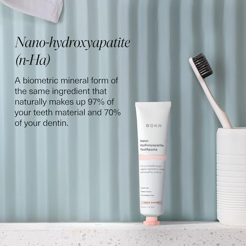 Image of Boka Fluoride Free Toothpaste, Nano Hydroxyapatite Toothpaste, Appropriate for Sensitive Teeth - for Adult Oral Care - Coco Ginger Flavor, 1.3 Fl Oz 2Pk