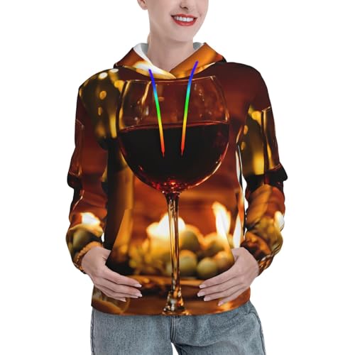 Sweat à capuche vin rouge avec poche kangourou tendance pour femme
