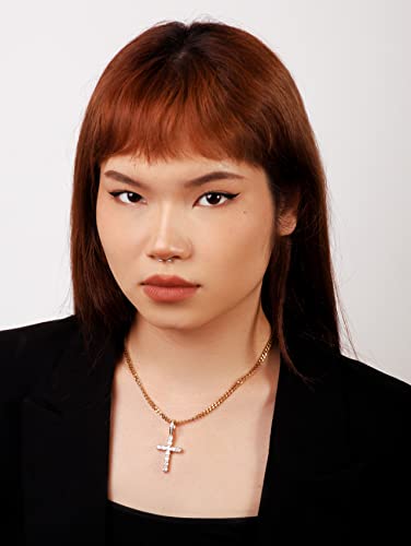Sacina Goth Cross Necklace, Gold Cross Necklace, Rhinestone Cross Pendant, Y2K Necklaces, Gothic Necklace, Christmas New Year Jewelry Gift For Women #TOP3