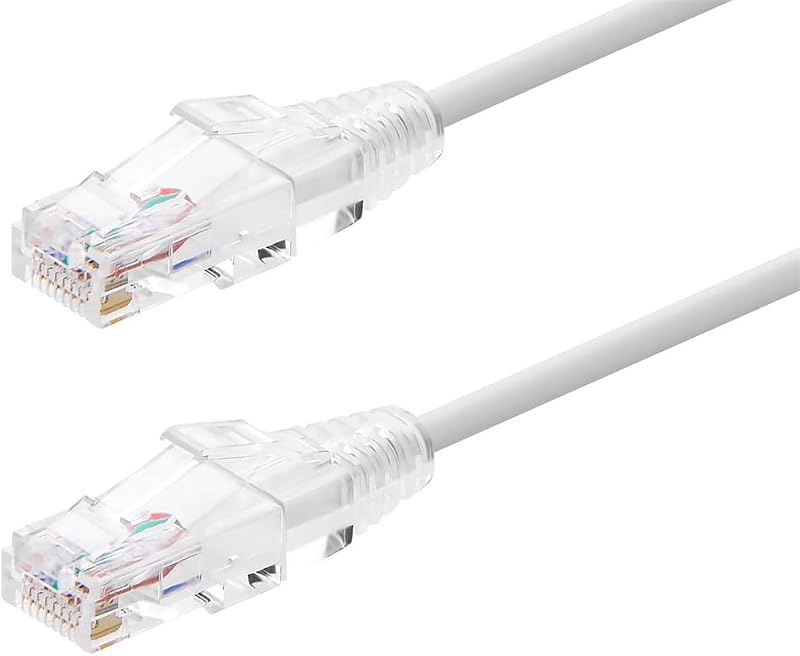 Monoprice Cat6 Cable de conexión de nivel de componente blanco de 10 pies UTP 28AWG 550MHz Cable Ethernet de la serie RJ45 SlimRun de cobre desnudo puro sin enganches