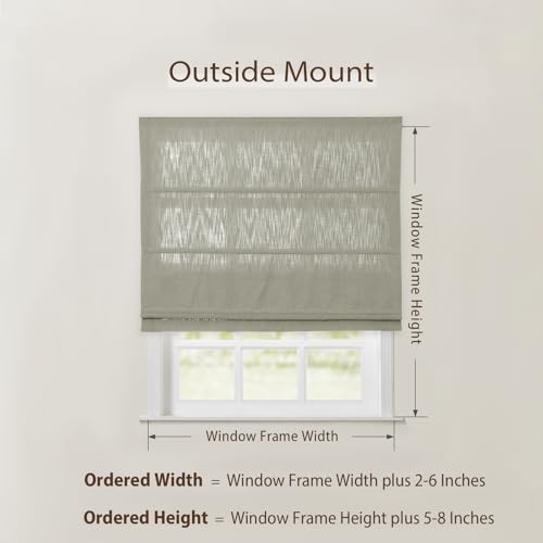 Image of TWOPAGES Isabella No Drill Cordless Roman Shade Linen Textured Cotton Roman Blind for Windows, Custom Made Room Darkening Blackout Roman Window Shade, Hardware Included, Beige, 1 Piece