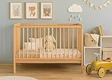 Baby Happy Bliss Kinderbett Babybett Julia 100x60 cm mit Matratze – Massivholz Buche – 3-Fach höhenverstellbar – 3 Schlupfsprossen – EN 716 konform (Natur)