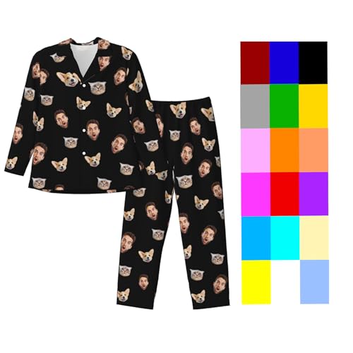 Custom Pajamas Set Pants Personalized Funny PJ Pant Design with Face Matching Pajama for Couples
