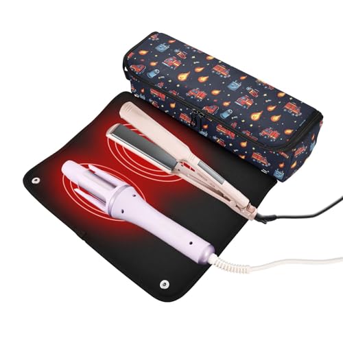 Bolso de viaje y tapete resistente al calor Fire Collection Firefighter para herramientas de cabello como planchas y rizadores miniatura 2