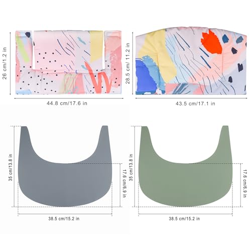 Image of High Chair Cushion, Soft and Comfortable for Tripp Trapp High Chair Cushion, with Two High Chair Placemat, for Tripp Trapp Cushion Set Makes It More Comfortable for Baby (Colorful Patterns)