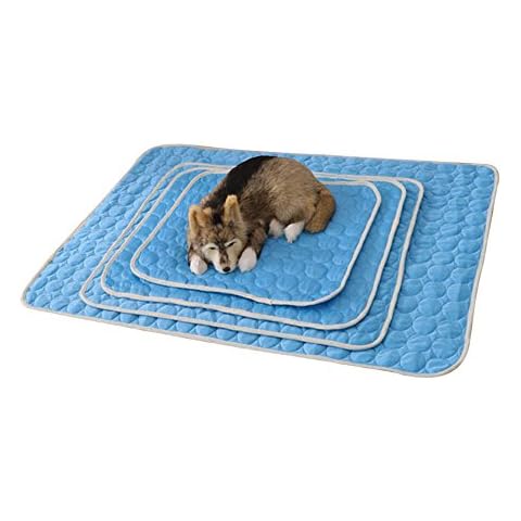 Pet Dog Self Cooling Mat Pad, Summer Pet Ice Cold Mat Cold Feeling Ice Silk Cooling Mat Dog Cat Mat Household Car Seat Pet Sofa Cushion Supplies, Blue 1pc Cover