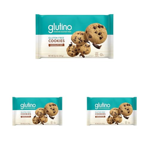 Glutino Gluten Free Chocolate Chip Cookies, Decadent Cookies, 8.6 Ounce (07035) (Pack of 3)