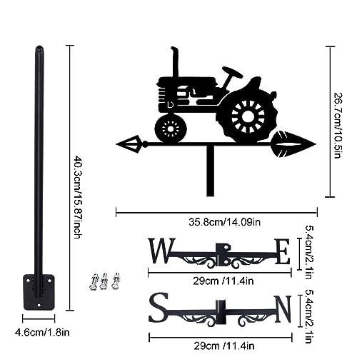 SUPERDANT Wetterhahn Für Landwirtschaftliche Wetterhahn fürs Dach Maschinen Schmiedeeisen Wetterfahne Garten Wegweiser Wetterfahnen Individuelles Design Outdoor Bauernhaus Dekoration