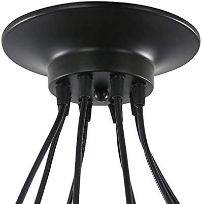Miniatura 4 de XIUDI Lámpara de araña industrial de 8 brazos, lámpara colgante de metal, lámpara de araña E26 Edison para el hogar, para cafetería, comedor, sala
