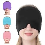 Migraine Relief Cap, Single-Sided Gel Ice Pack Mask for Migraine, Sinus, Stress, Frontal Headaches, Cold Hot Therapy Migraine, Reusable Washable Pack Used for Sinusitis (Black)
