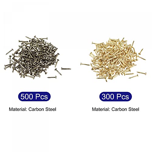 uxcell 500pcs 300pcs Small Tiny Nails 1x10mm Bronze Tone Brass Tone miniatura 3