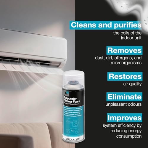 ERRECOM Cleaning Kit for Air Conditioners, includes Evaporator Cleaner Foam Air Conditioner Foaming Cleaner, Wally Cleaning Cover, A/C Tabs 40 Air Conditioner Tabs, long-lasting effect, Gloves