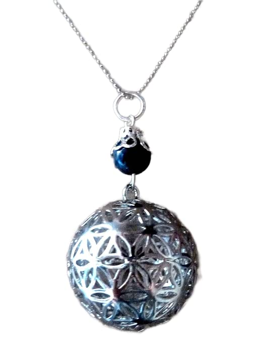 Pendentif Fleur de Vie 3D lapis lazuli, collier géométrie sacrée et ésotérisme