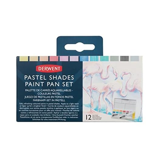Derwent Paleta de Pinturas de Acuarela, Set de 12 Colores Pastel, Incluye Mini Pincel de Acuarela, 5 Paletas de Mezcla, 1 Esponja, Estuche Portátil, 2305865